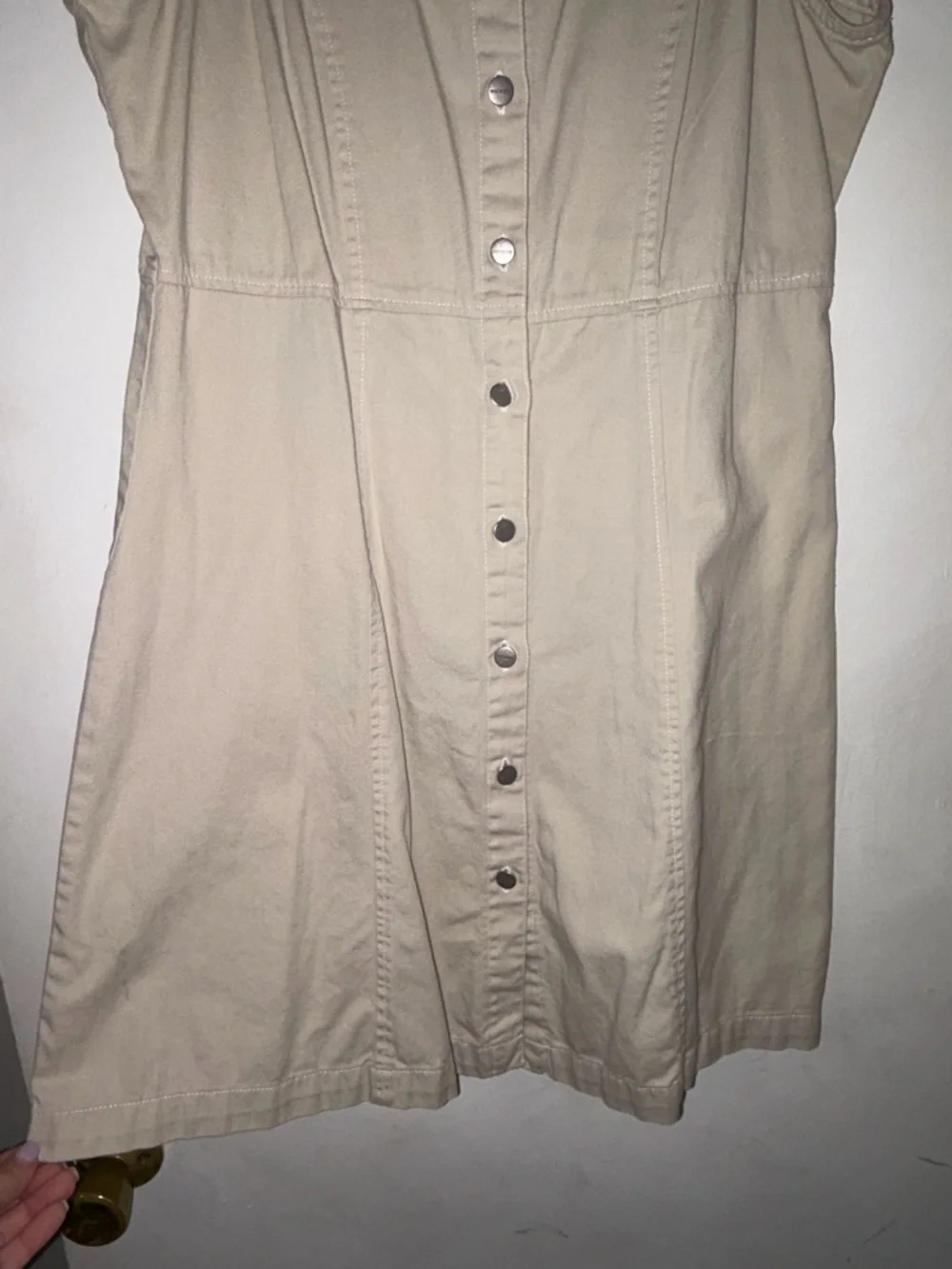 Vintage Dockers khaki Sleeveless Button-Front Midi Dress - Picture 4 of 7